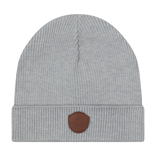 DENALI LIGHT GREY RIBBED KNIT BEANIE
