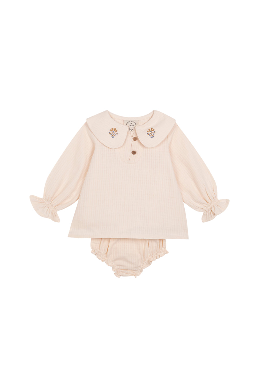 BIRINIT PETIT CREAM EMBROIDERED BLOOMER SET