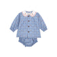 BIRINIT PETITE BLUE FLORAL GRID BLOOMER SET