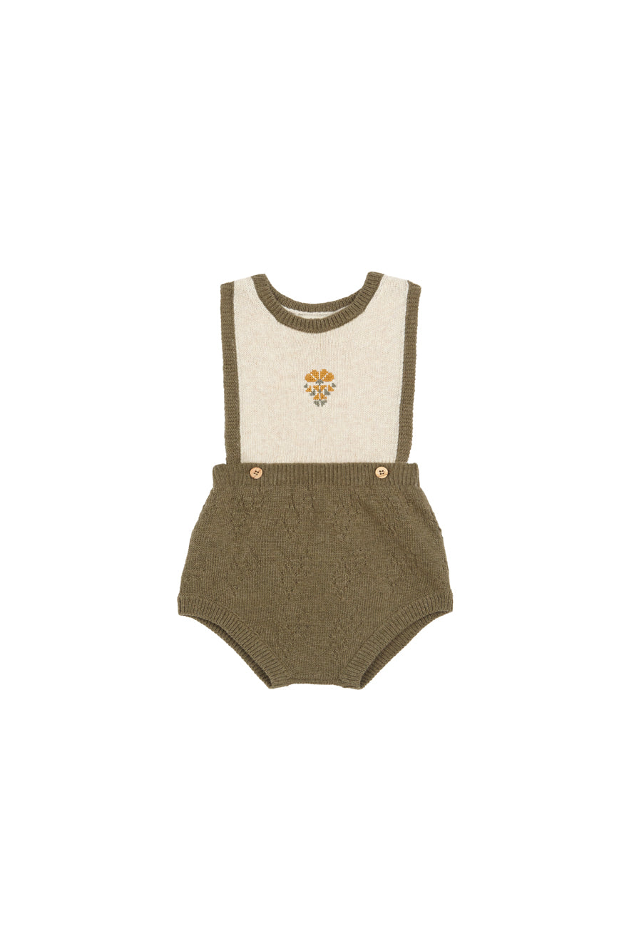 BIRINIT PETIT GREEN KNIT BUTTON ROMPER