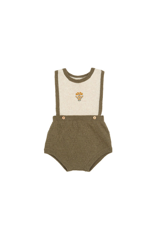 BIRINIT PETIT GREEN KNIT BUTTON ROMPER