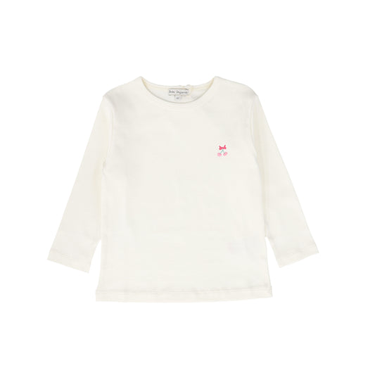 BEBE ORGANIC CREAM/PINK TRIM T-SHIRT