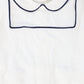 BEBE JOLEE WHITE/BLUE PIPED BIB COLLAR FOOTIE