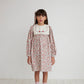 BEBE ORGANIC RED FLORAL EMBROIDERED BIB DRESS