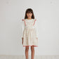 BEBE ORGANIC CREAM/RED FLORAL GRID APRON DRESS