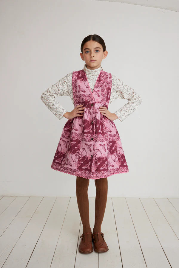 BEBE ORGANIC PINK BUTTERFLY PATCHWORK DRESS