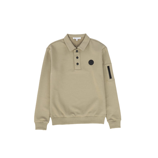 3 BUTTONS TAN SWEATSHIRT POLO