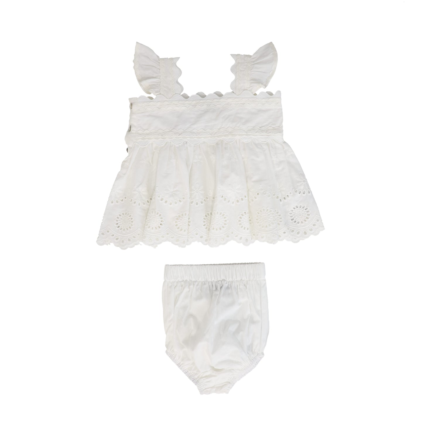 BELATI WHITE EYELET RUFFLE TRIM SET [FINAL SALE]