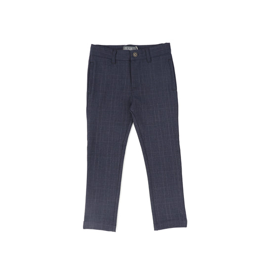 BELATI BLUE PLAID SLIM PANTS