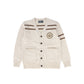 BELATI BEIGE STRIPE KNIT EMBLEM CARDIGAN