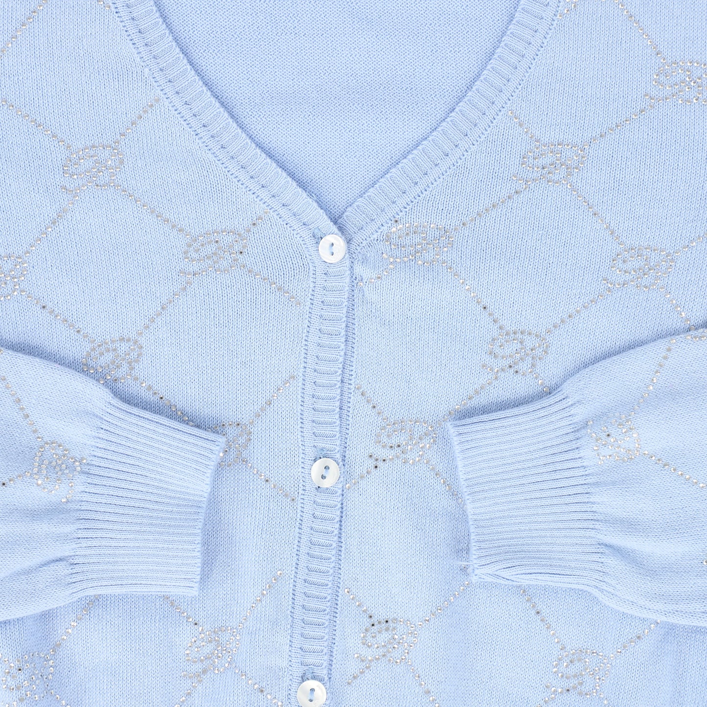 MISS BLUMARINE LIGHT BLUE KNIT DESIGN CARDIGAN