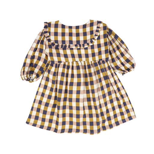 MIPOUNET MULTI COLORED CHECKED COLLAR DRESS [Final Sale]