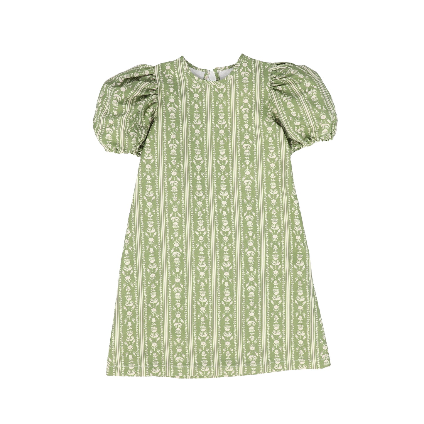 BIRINIT PETITE GREEN FLORAL PUFF SLEEVE DRESS