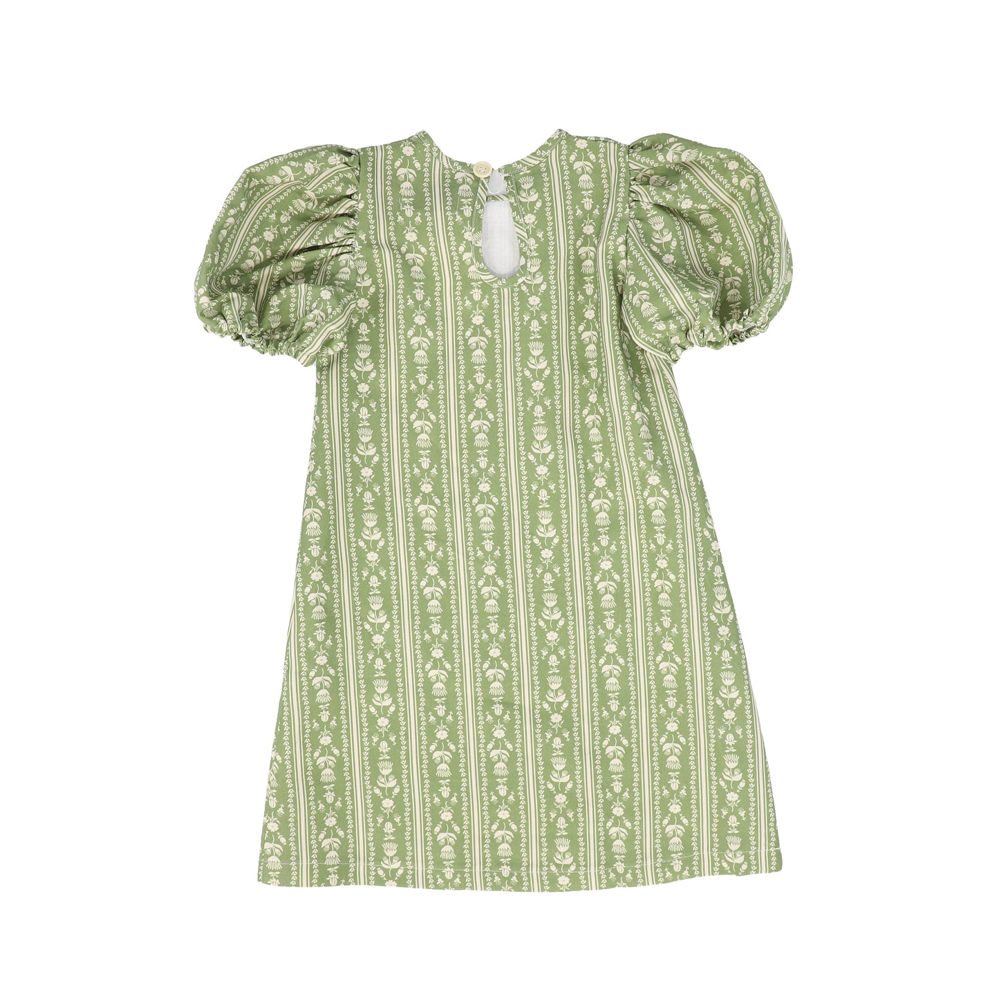 BIRINIT PETITE GREEN FLORAL PUFF SLEEVE DRESS