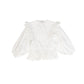 BIRINIT PETITE WHITE LACE RUFFLE TRIM BLOUSE