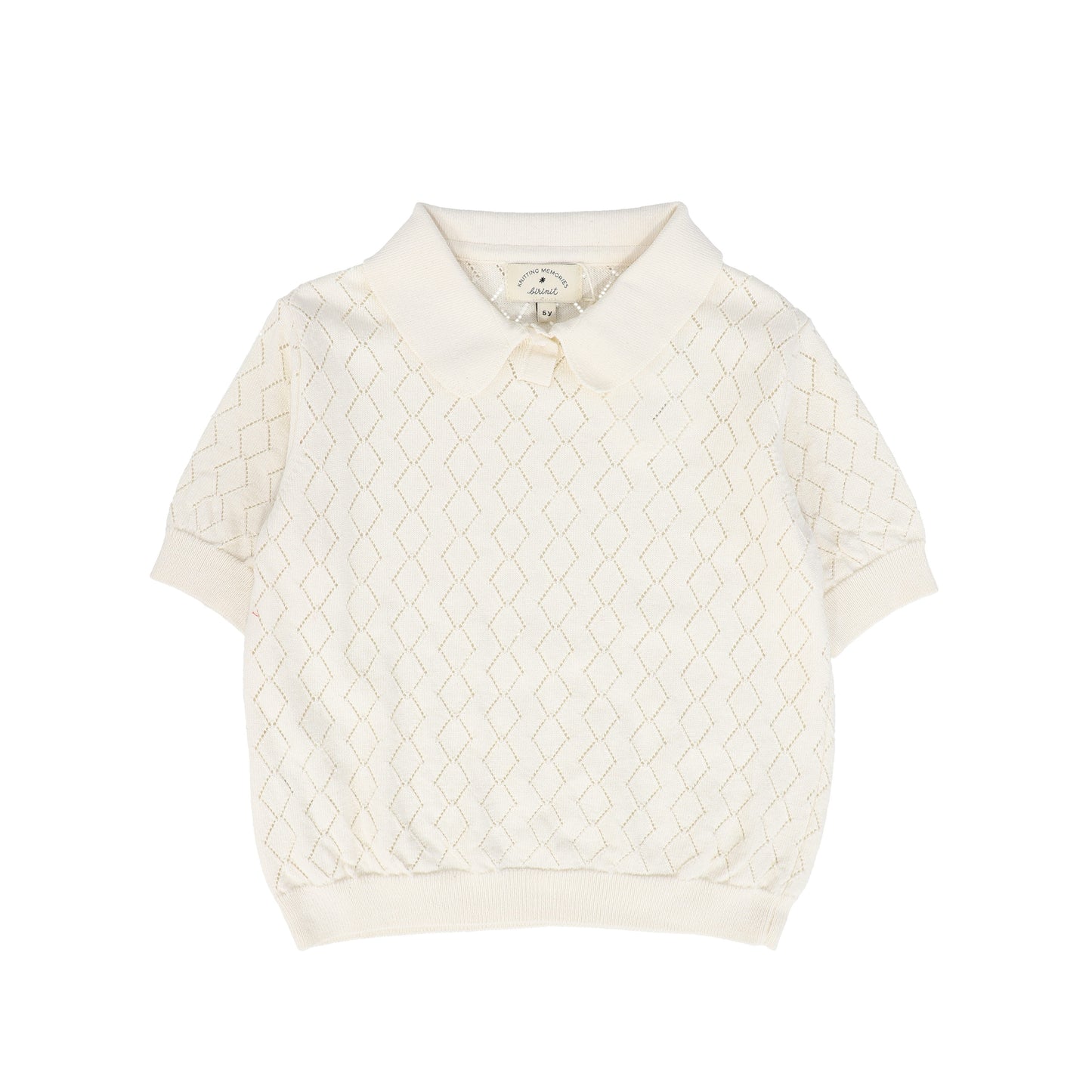 BIRINIT PETITE IVORY OPEN KNIT COLLAR SWEATER