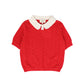 BIRINIT PETITE RED OPEN KNIT COLLAR SWEATER