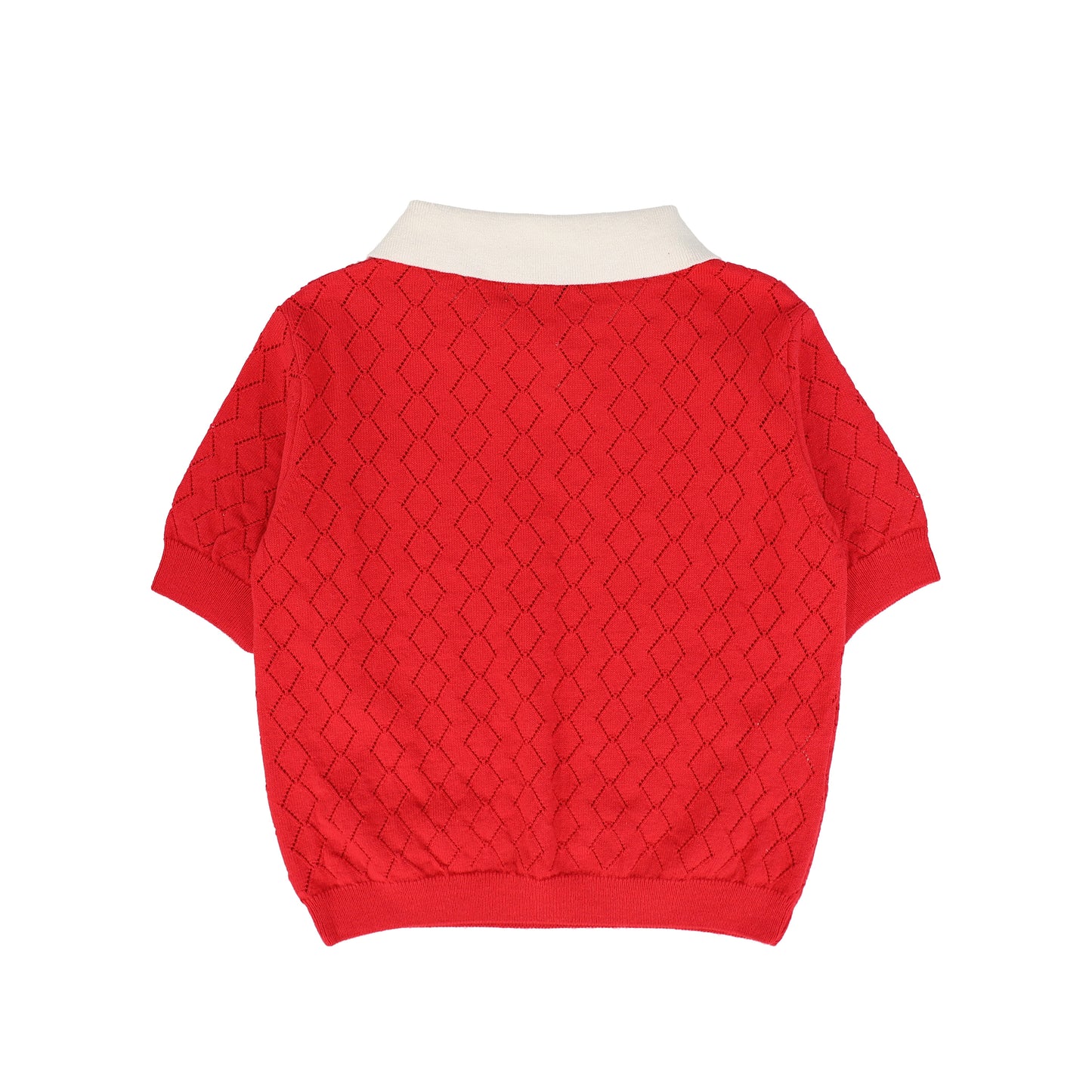 BIRINIT PETITE RED OPEN KNIT COLLAR SWEATER