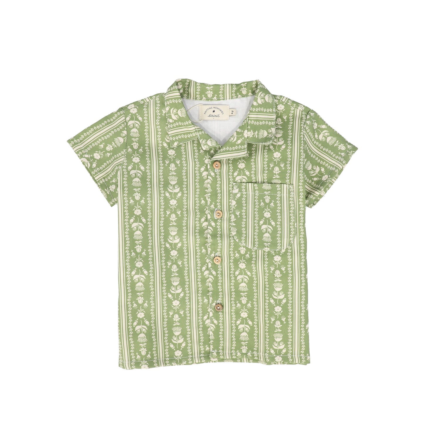 BIRINIT PETITE GREEN FLORAL COLLAR SHIRT