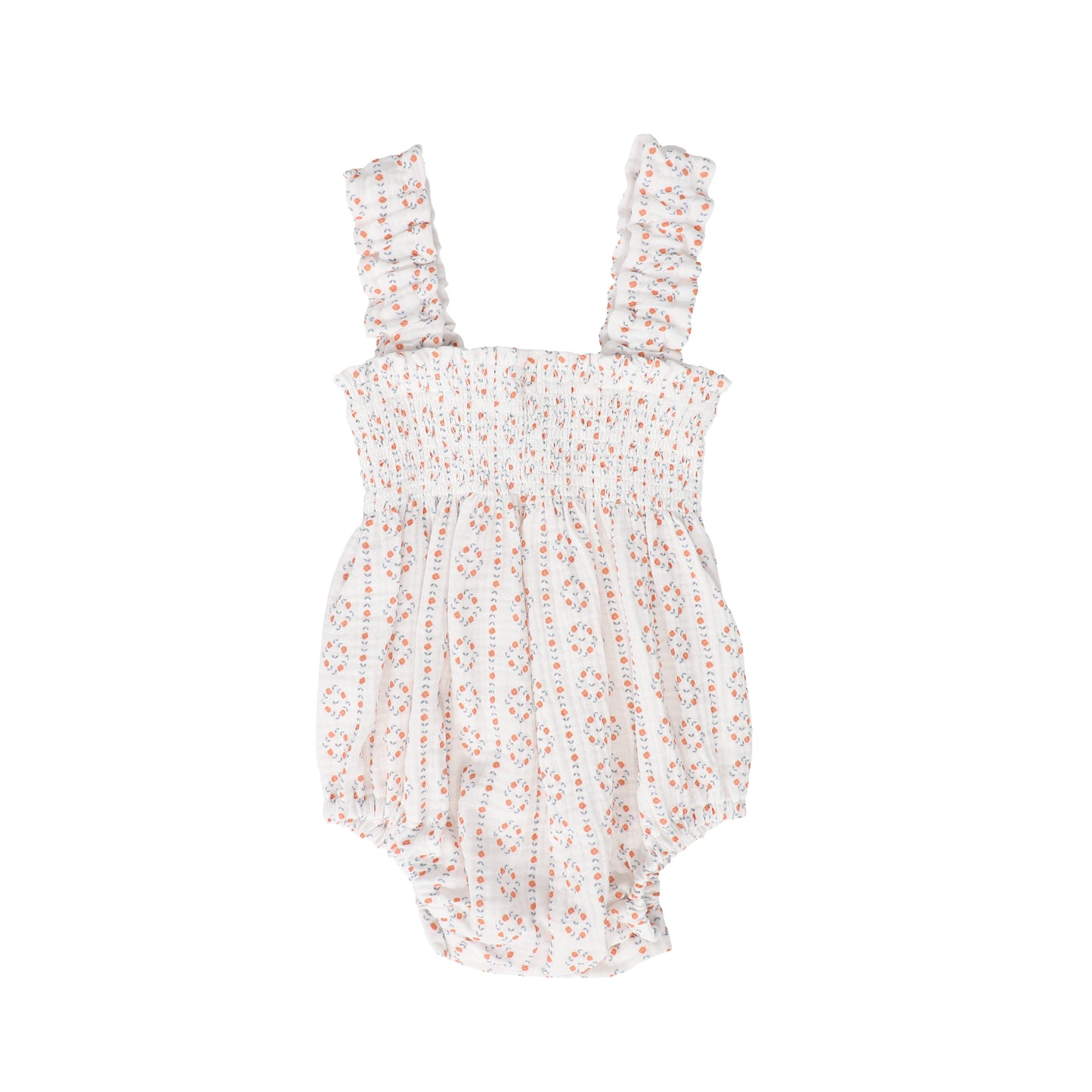 BIRINIT PETITE WHITE DESIGN SMOCKED ROMPER