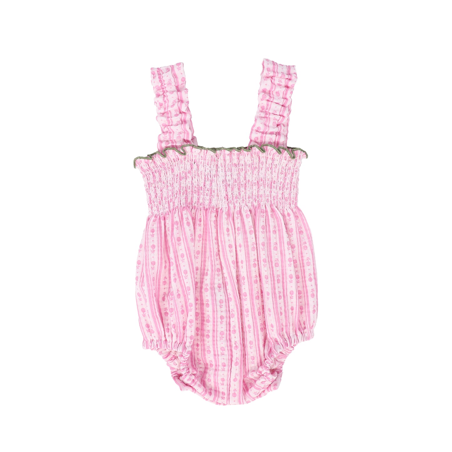 BIRINIT PETITE PINK FLORAL STRIPED ROMPER