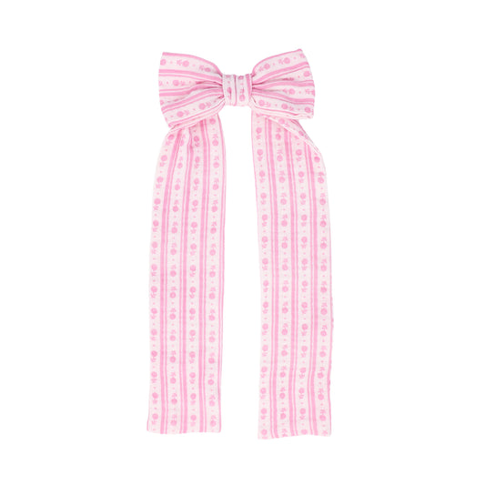 BIRINIT PETITE PINK FLORAL STRIPED BOW