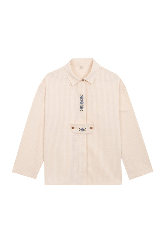 BIRINIT PETIT CREAM EMBROIDERED BLOUSE