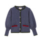 BIRINIT PETIT BLUE TEXTURED KNIT POCKET CARDIGAN