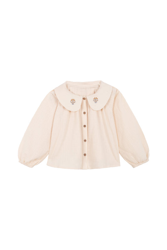 BIRINIT PETIT CREAM EMBROIDERED COLLAR BLOUSE