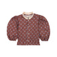 BIRINIT PETIT BROWN FLORAL RUFFLE COLLAR BLOUSE
