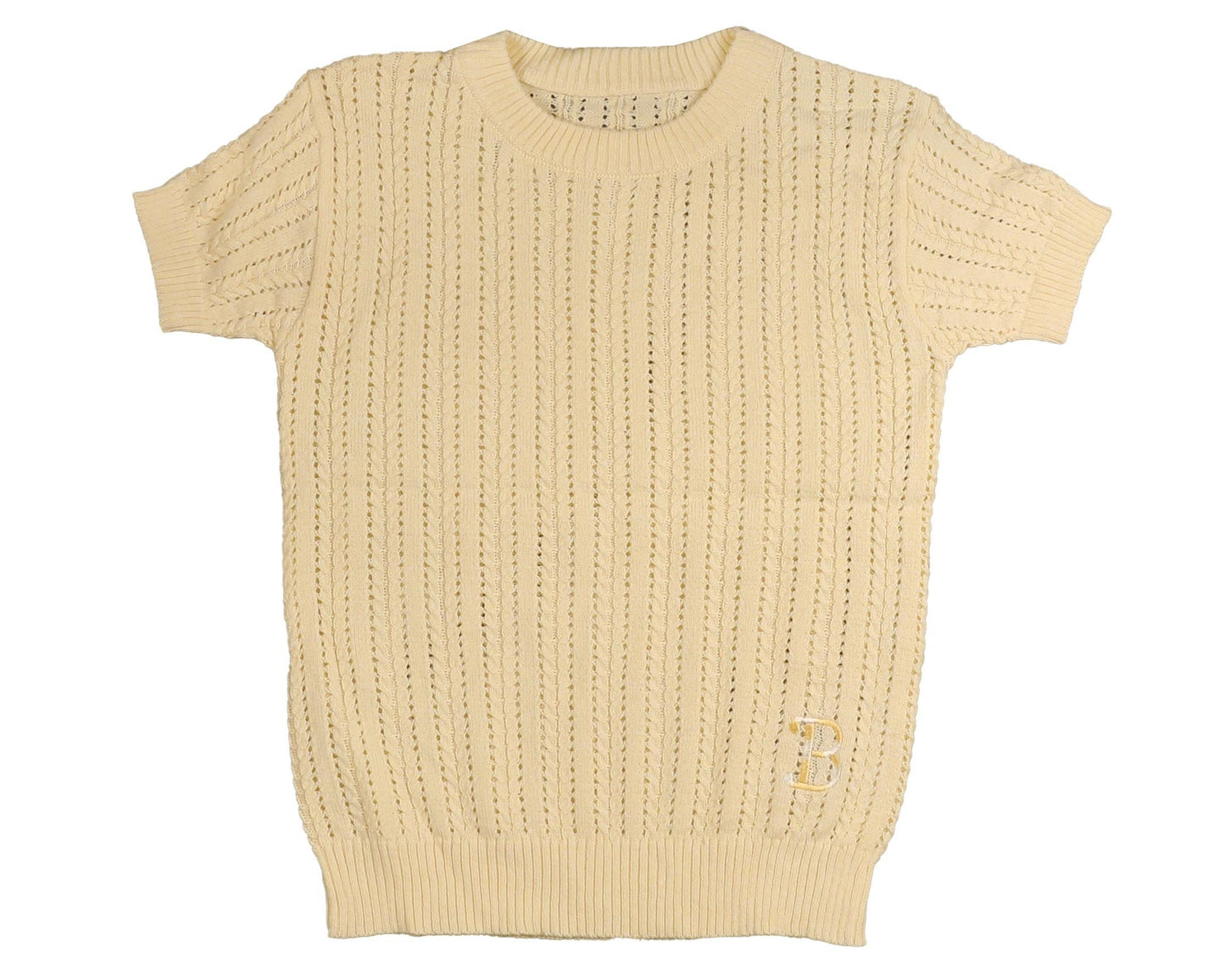 BELATI PALE YELLOW MARLED BRAIDED KNIT SWEATER