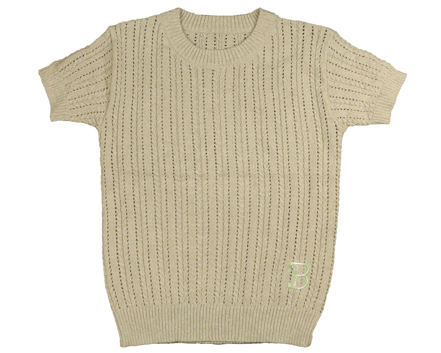 BELATI LIGHT SAGE MARLED BRAIDED KNIT SWEATER