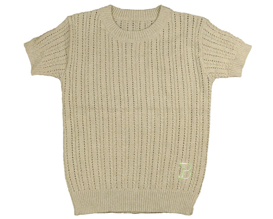 BELATI LIGHT SAGE MARLED BRAIDED KNIT SWEATER
