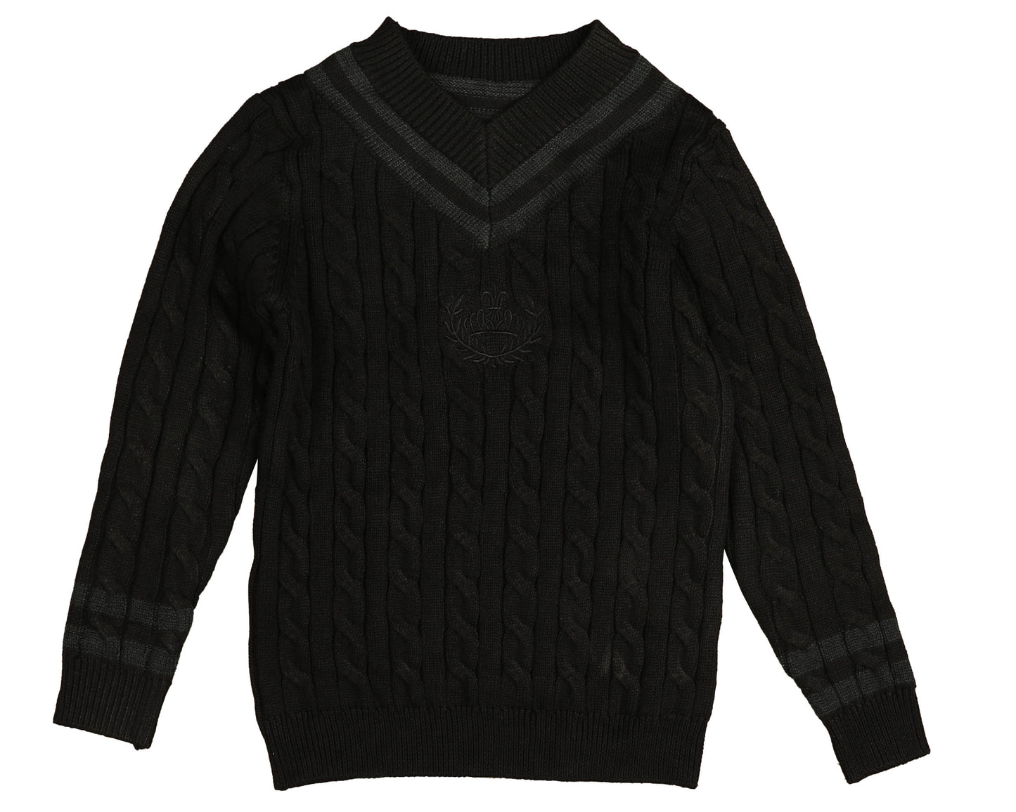 BELATI BLACK/GREEN TRIM CABLE KNIT EMBLEM SWEATER [FINAL SALE]