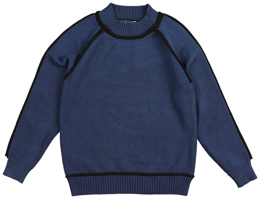 BELATI BLUE PIPING TRIM KNIT SWEATER