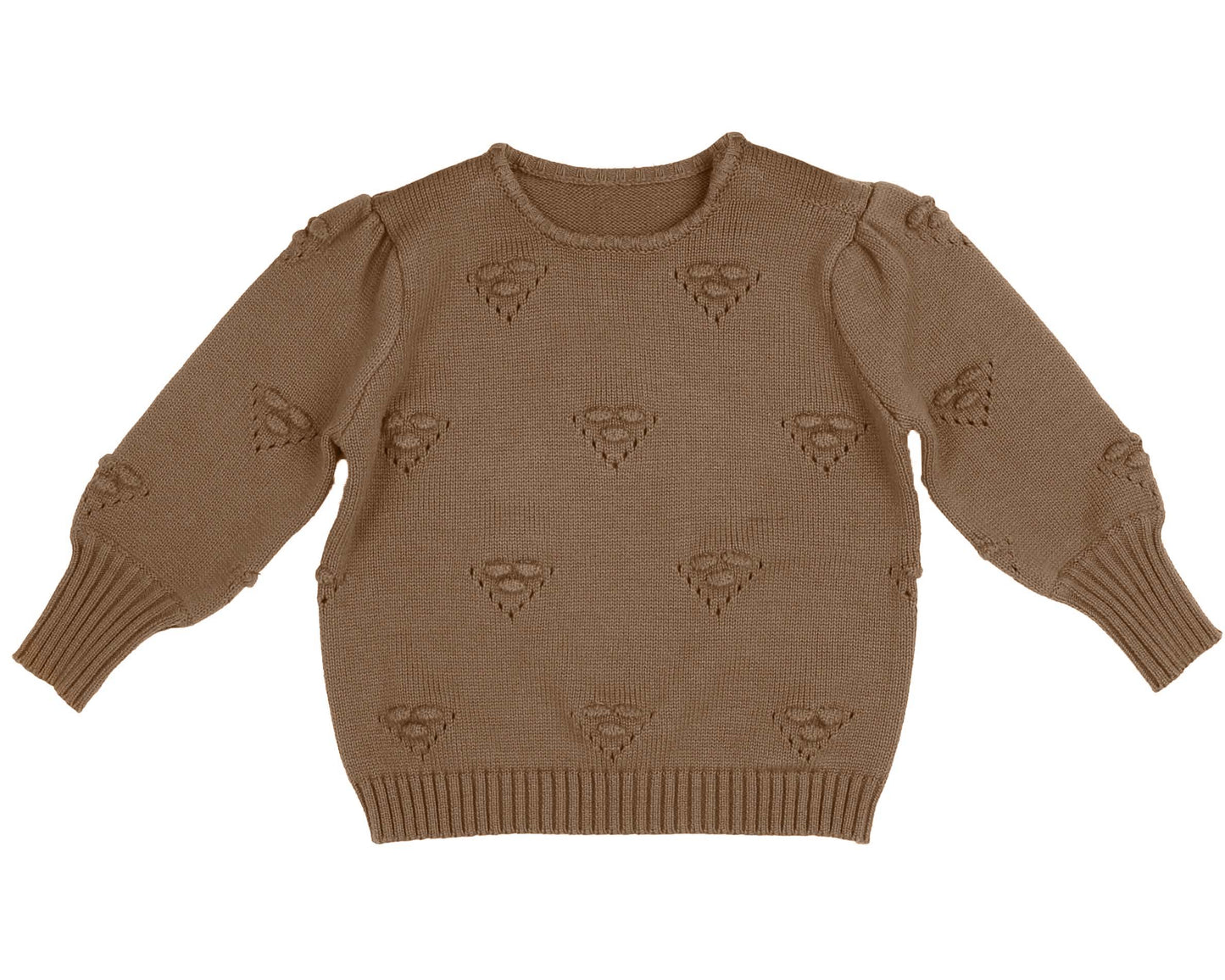 BELATI TAUPE BUBBLE DETAIL KNIT TOP [Final Sale]