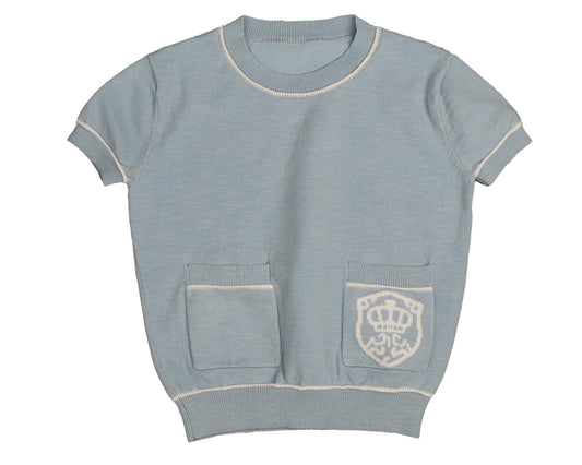 BELATI POWDER BLUE EMBROIDERED EMBLEM SWEATER