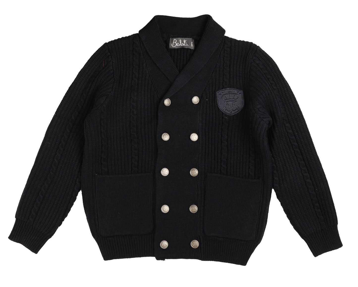 BELATI NAVY DOUBLE BREASTED CABLE KNIT CARDIGAN