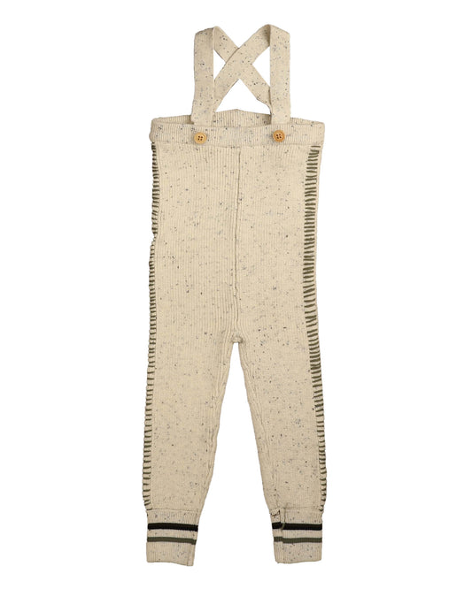 BELATI BEIGE STRIPE KNIT SUSPENDER PANT