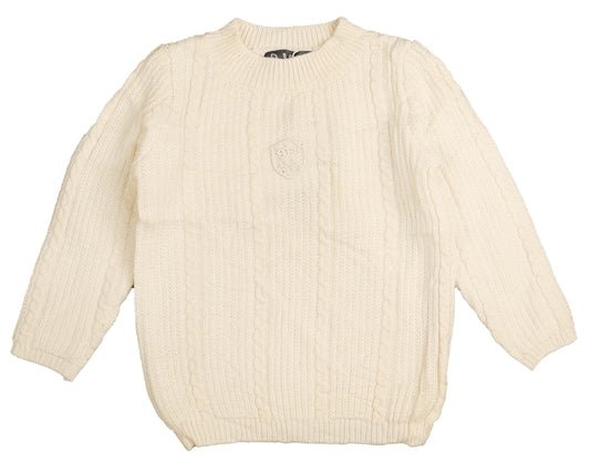 BELATI IVORY EMBOSSED LOGO KNIT SWEATER