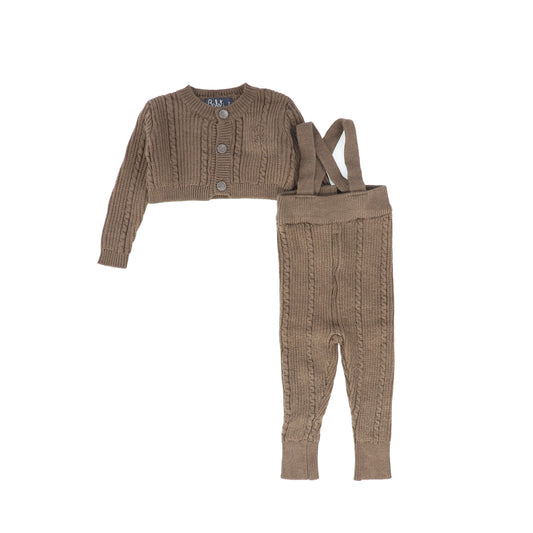 BELATI BROWN CABLE KNIT CARDIGAN SET