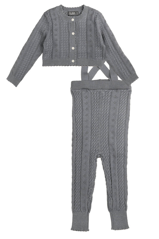 BELATI DUSTY BLUE POINTELLE SUSPENDER SET