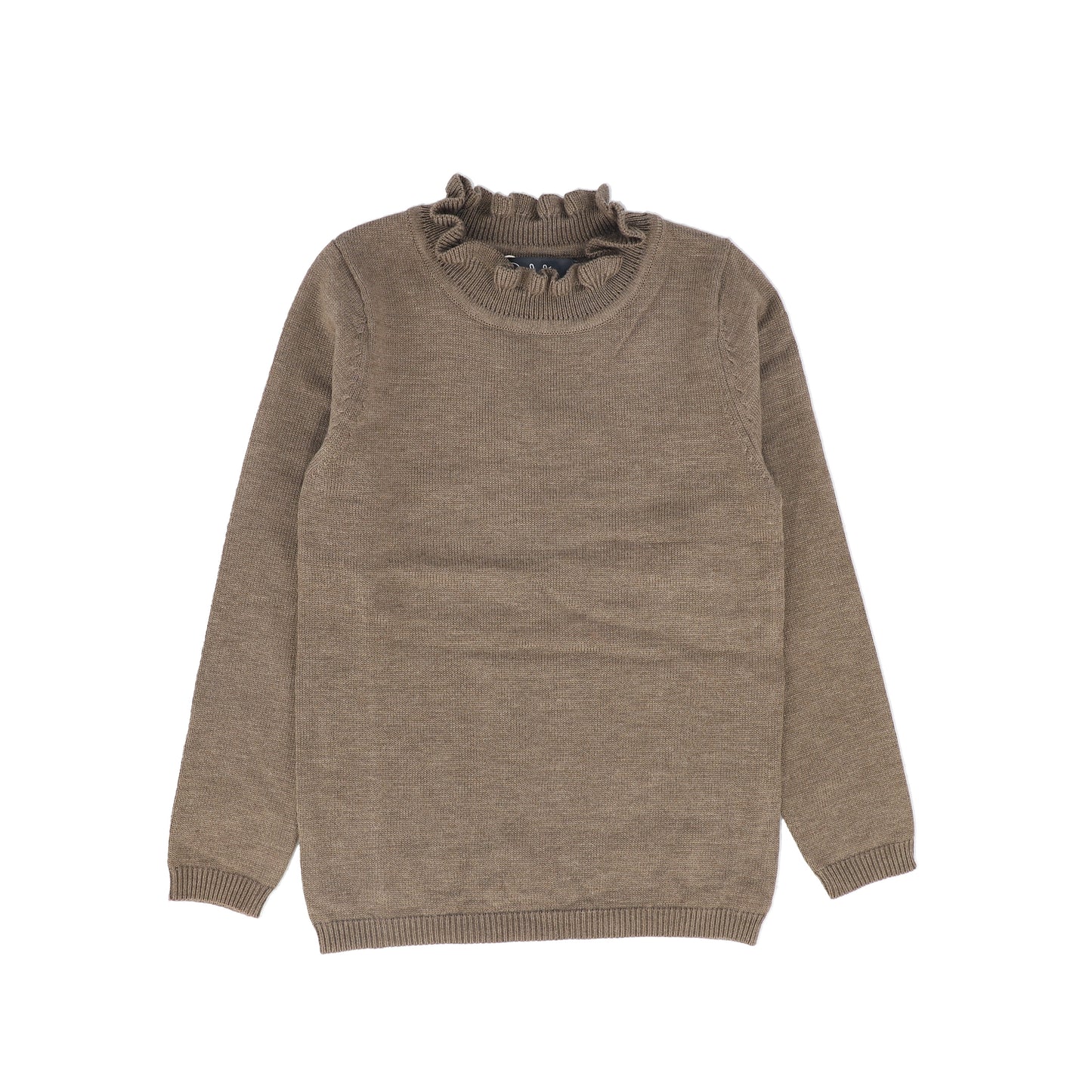 BELATI BROWN RIBBON TRIM KNIT SWEATER