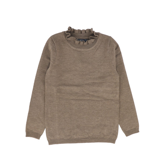 BELATI BROWN RIBBON TRIM KNIT SWEATER