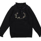 BELATI NAVY RIBBON TRIM CREST KNIT SWEATER