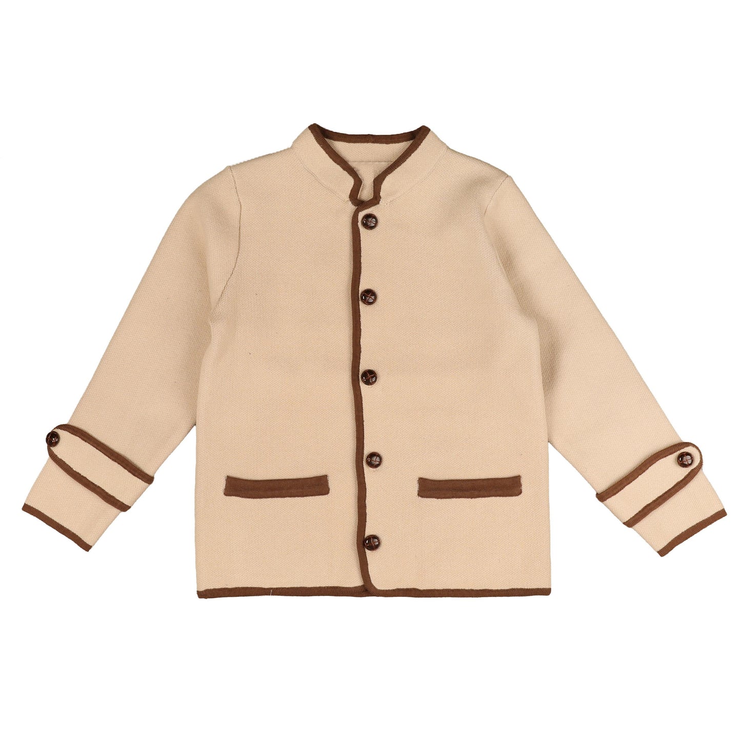 BELATI BEIGE/CAMEL TRIM KNIT BLAZER