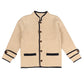 BELATI BEIGE/NAVY TRIM KNIT BLAZER