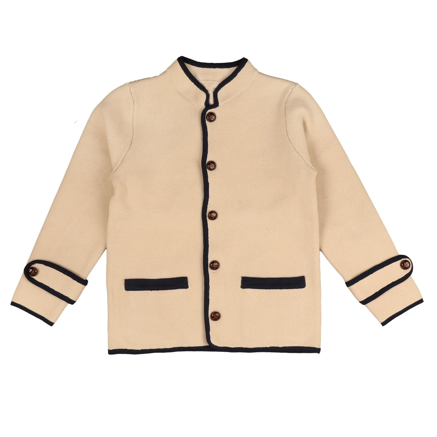 BELATI BEIGE/NAVY TRIM KNIT BLAZER