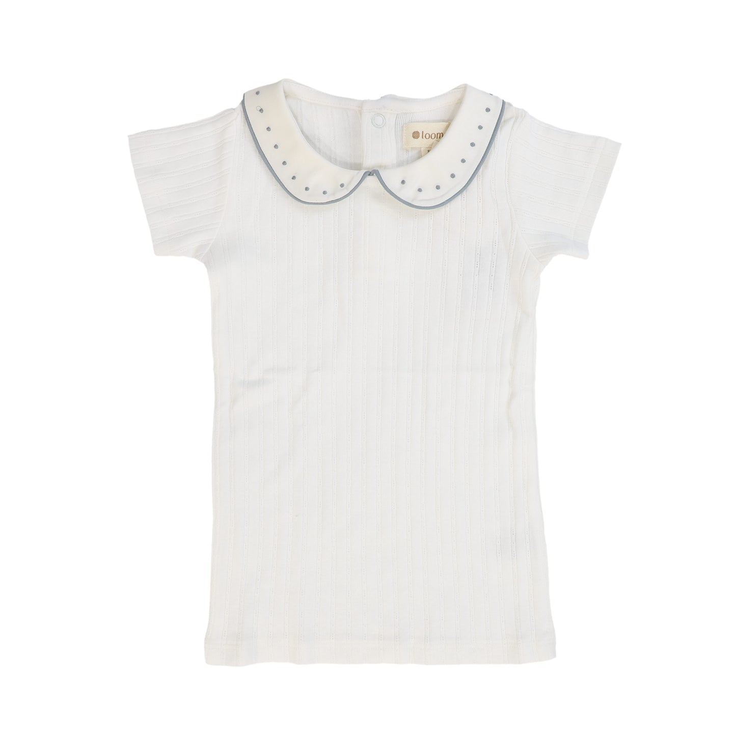 LOOMS IVORY WAVE POINTELLE COLLAR TOP