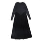 BAMBOO BLACK KNIT/VELOUR V PLEAT MAXI DRESS